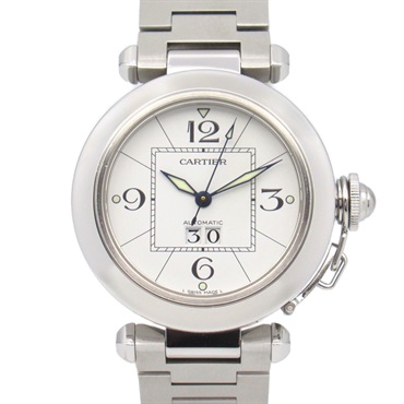 白色錶盤 不鏽鋼 Pasha C Big Date 腕錶【Cartier 卡地亞】 W31055M7