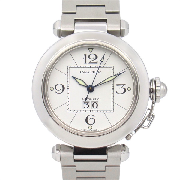白色錶盤 不鏽鋼 Pasha C Big Date 腕錶【Cartier 卡地亞】 W31055M7