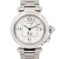 白色錶盤 不鏽鋼 Pasha C Big Date 腕錶【Cartier 卡地亞】 W31055M7