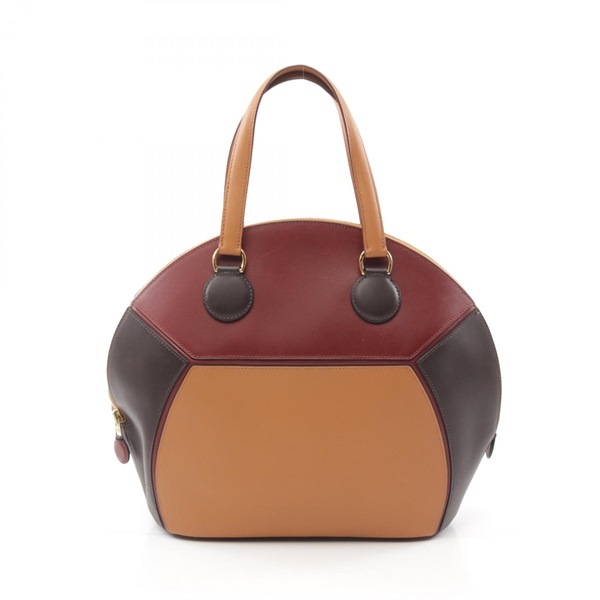 【再降價】酒紅色 金棕色 Veau Chamonix牛皮 Ile de Shiki 手提包 □J刻 金扣【HERMES 愛馬仕】 □J