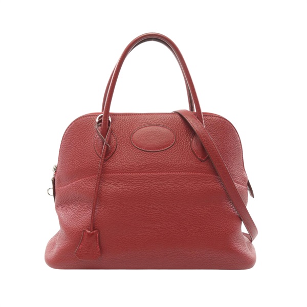 【激安價】石榴紅 Taurillon Clemence皮革 Bolide 31 柏莉包 兩用包 □J RougeGarance