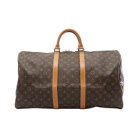 棕色 原花 帆布 Keepall Bandouliere 55 手提包 M41414