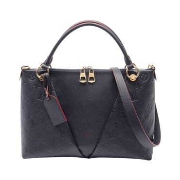 海軍藍 原花 牛皮壓紋 V Tote MM 兩用包 M44397