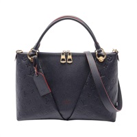海軍藍 原花 牛皮壓紋 V Tote MM 兩用包 M44397