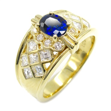 藍寶石 鑽石 18K黃金 戒指【JEWELRY 無品牌珠寶】 Sapphire 6.9g