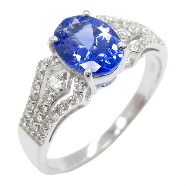 18K白金 坦桑石 鑽石 戒指 #12.5 Tanzanite 3.6g