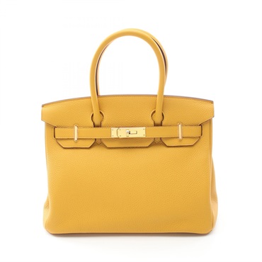 琥珀黃 Taurillon皮革 Birkin 30 手提包 C刻 銀扣