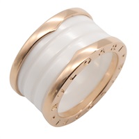 18K玫瑰金 白色 陶瓷 B.zero1 戒指 53【BVLGARI 寶格麗】