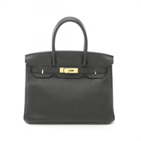黑色 Togo皮革 Birkin 30 手提包 X刻 金扣