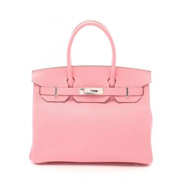 玫瑰色 Chevre皮革 Birkin 30 手提包 X刻 銀扣