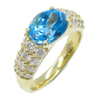 18K黃金 藍色托帕石 鑽石 戒指 #10.5 Blue Topaz 6.0g