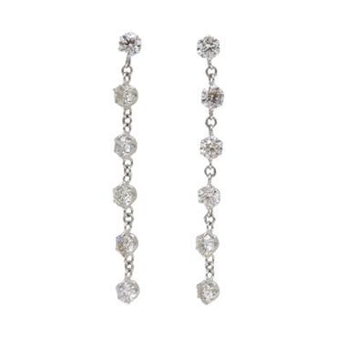 18K白金 鑽石 鍊帶耳環【JEWELRY 無品牌珠寶】 Diamoond 1.4g