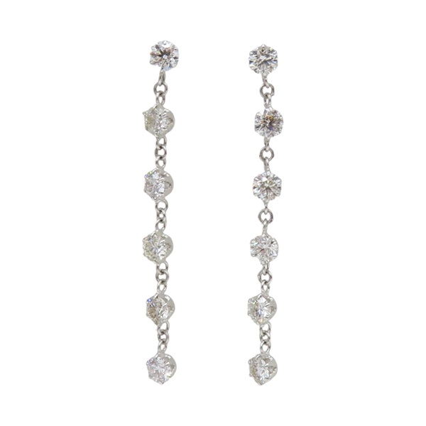 18K白金 鑽石 鍊帶耳環【JEWELRY 無品牌珠寶】