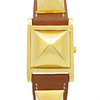 白色錶盤 鍍金 石英 Medor 腕錶【HERMES 愛馬仕】 ME1.201