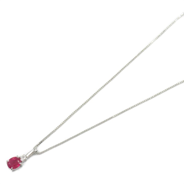 18K白金 紅寶石 鑽石 項鍊 Ruby 3.1g