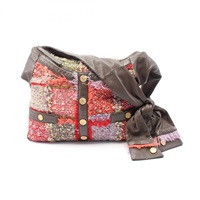 棕色羊皮 紅色系毛呢 Girl 肩背包【CHANEL 香奈兒】