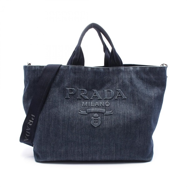 藍色 藍色 牛仔 托特肩背包【PRADA 普拉達】 2VG081