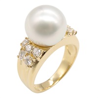 18K黃金 珍珠 鑽石 戒指 6.5【JEWELRY 無品牌珠寶】 Pearl 7.1g