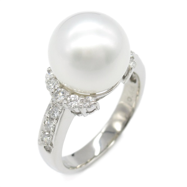 PT900鉑金 鑽石 珍珠戒指 #13.5 Pearl 8.4g