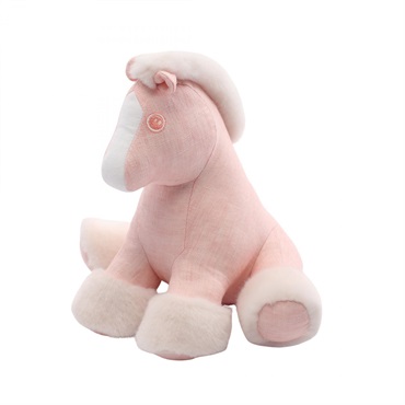 粉/白色 絨毛 小馬娃娃【HERMES 愛馬仕】