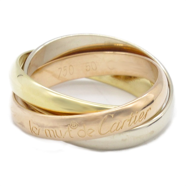 18K 三色三金 Trinity 三環戒指 50【Cartier 卡地亞】