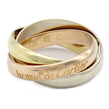 18K 三色三金 Trinity 三環戒指 49【Cartier 卡地亞】