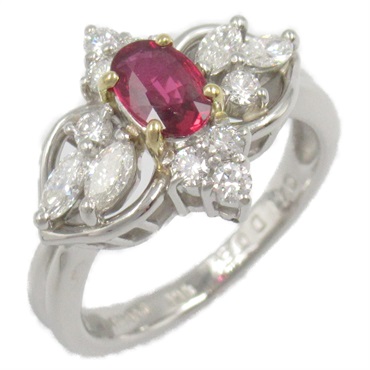 18K/PT900鉑金 紅寶石 鑽石 戒指 8.5【JEWELRY 無品牌珠寶】 Ruby 6.6g