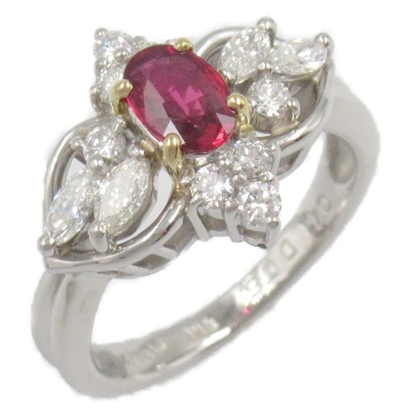 18K白金/PT900鉑金 紅寶石 鑽石 戒指 8.5【JEWELRY 無品牌珠寶】 Ruby 6.6g