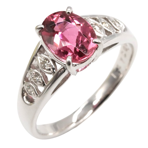 18K白金 碧璽石 鑽石 戒指 14【JEWELRY 無品牌珠寶】 Tourmaline 4.4g