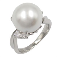 白蝶珍珠 鑽石 PT950鉑金 戒指【JEWELRY 無品牌珠寶】