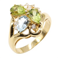 18K 黃金多色貴橄欖石戒指【JEWELRY 無品牌珠寶】 Multi Color 4.3g