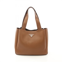 棕色 皮革 托特包【PRADA 普拉達】