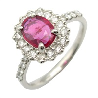 PT950 鉑金 紅寶石 鑽石 戒指 #12.5 Ruby 4.4g