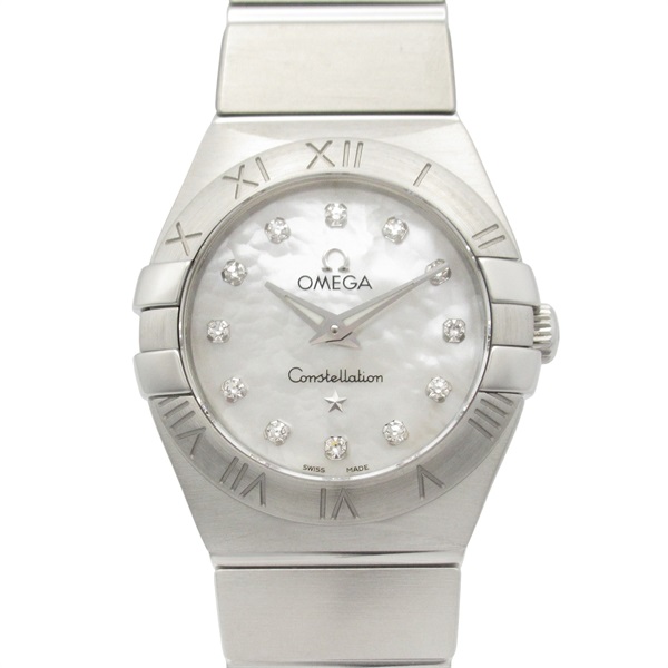 星座系列 白色 母貝錶盤 不鏽鋼 石英 手錶【OMEGA 歐米茄 】 123.10.24.60.55.001