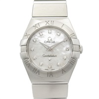 星座系列 白色 母貝錶盤 不鏽鋼 石英 手錶【OMEGA 歐米茄 】 123.10.24.60.55.001