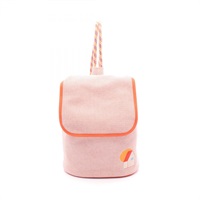 橘橘色 / 覆盆莓紅 棉質 Les Cabanes 單肩 後背包 金扣【HERMES 愛馬仕】