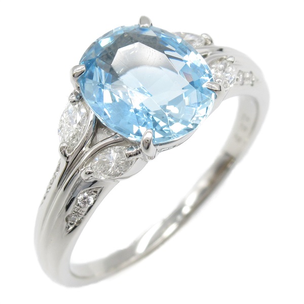 海藍寶石鑽石 PT900 鉑金戒指【JEWELRY 無品牌珠寶】 Aquamarine 6.6g