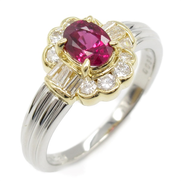 0.67ct紅寶石 0.39ct鑽石 PT900鉑金 18K黃金 戒指【JEWELRY 無品牌珠寶】 Ruby 5.0g