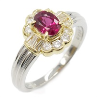 0.67ct紅寶石 0.39ct鑽石 PT900鉑金 18K黃金 戒指【JEWELRY 無品牌珠寶】 Ruby 5.0g