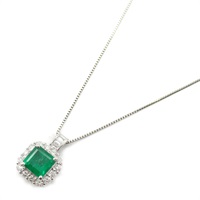 祖母綠 鑽石 PT900/PT850鉑金 項鍊【JEWELRY 無品牌珠寶】 Emerald 7.7g