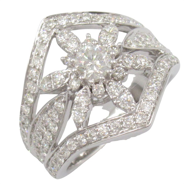 18K白金 鑽石 花朵戒指 10【JEWELRY 無品牌珠寶】