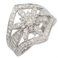 18K白金 鑽石 花朵戒指 10【JEWELRY 無品牌珠寶】