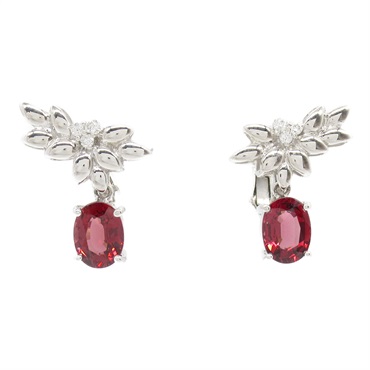 14K/18K 白金 石榴石鑽石耳環【JEWELRY 無品牌珠寶】 Garnet 5.8g