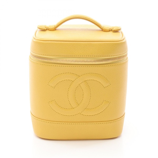 黃色 荔枝牛皮 COCO Mark Vanity 手提包【CHANEL 香奈兒】