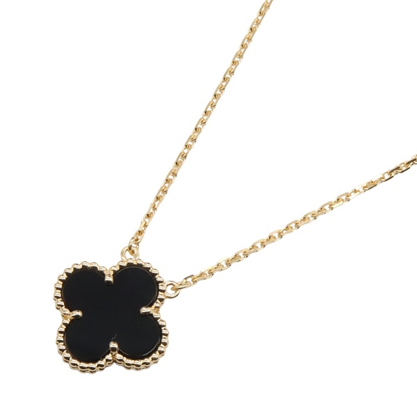 Vintage Alhambra 18K 黃金 黑瑪瑙 吊墜項鍊【Van Cleef ＆ Arpels 梵克雅寶】