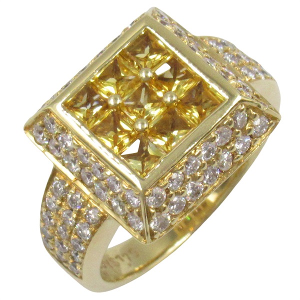 18K黃金 黃色藍寶石 鑽石 戒指 11.5【JEWELRY 無品牌珠寶】