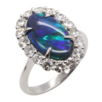 黑蛋白石鑽石 PT900 鉑金戒指【JEWELRY 無品牌珠寶】 Black Opal 6.6g