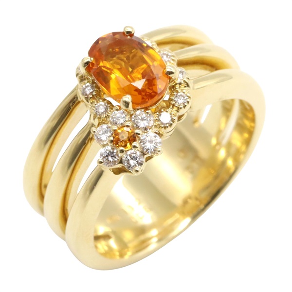 金色藍寶石 鑽石 18K黃金 戒指【JEWELRY 無品牌珠寶】 Golden Sapphir 10.7g