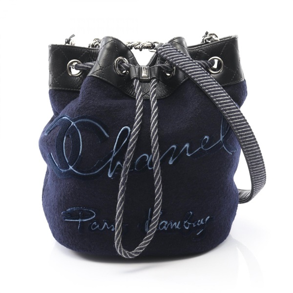 藍色 羊皮 絨布 刺繡 肩背包  (無卡)【CHANEL 香奈兒】 A57540