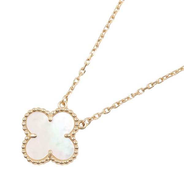 Vintage Alhambra 18K 黃金 白色貝母 吊墜項鍊【Van Cleef ＆ Arpels 梵克雅寶】